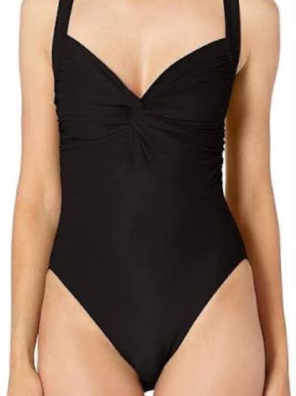 NWT Norma Kamali Black One-Piece Swimsuit with Sweetheart Neckline